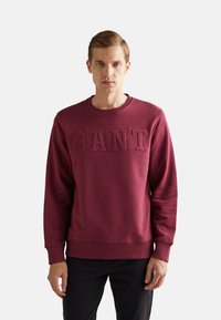 GANT EMBOSSED C-NECK  - Felpa - wine red
