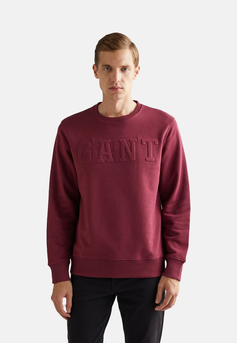 GANT EMBOSSED C-NECK  - Felpa - wine red