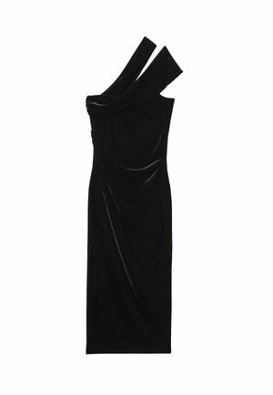 REGULAR FIT - ONE-SHOULDER MIDI - Shift-haljina - black