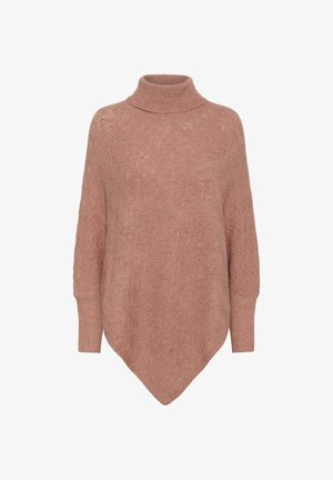 Üks suur suurus turtleneck sviiter pehme roosas värvuses, millel on kalasabamuster, pikadvarrukad ja terav äär. Tekstuurne kudum.