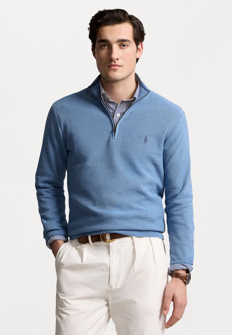 Polo Ralph Lauren KNIT COTTON QUARTER ZIP JUMPER - Pulóver - lake heather