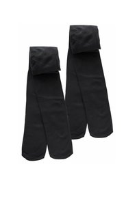 Sorte leggings lavet af blød, strækbar stof. Har en bred elastisk talje og en glat tekstur; fuldlængde design uden mønstre eller detaljer.