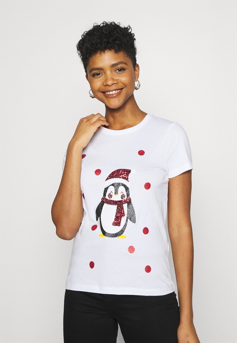 ONLY ONLXMAS LIFE CHRISTMAS - T-shirt estampada - bright white