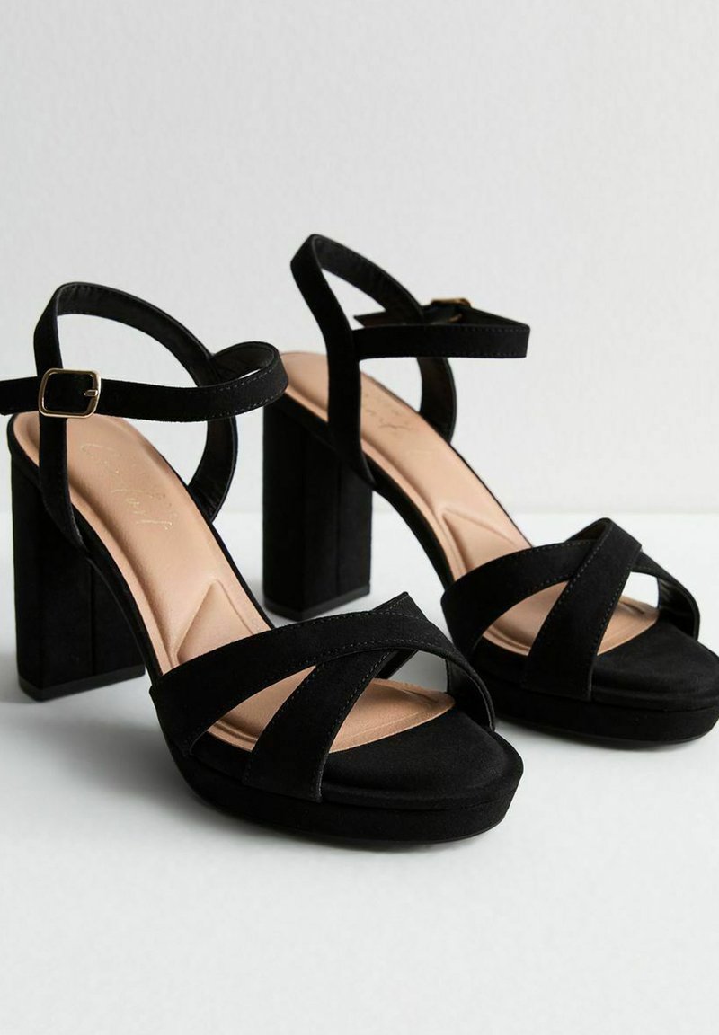 Sandales New Look à Talons Aiguilles (12 Cm) En Simili Daim Noir - Taille 39 EU / 6 UK, Occasion
