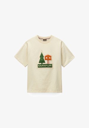 Napapijri, TRAHUS SS - T-shirts print - light beige