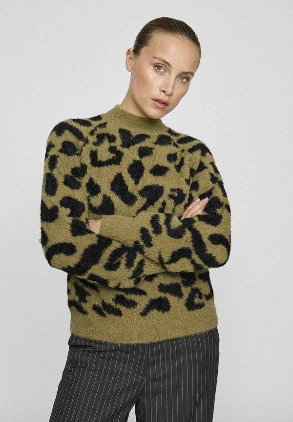 GEMUSTERTER
 - Strickpullover - gothic olive