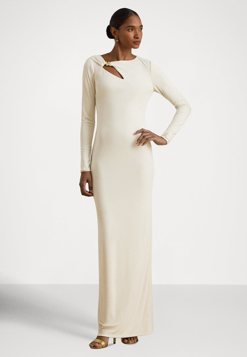 Lauren Ralph Lauren CUTOUT JERSEY GOWN - Maxi dress - mascarpone  cream/off-white - Zalando.co.uk