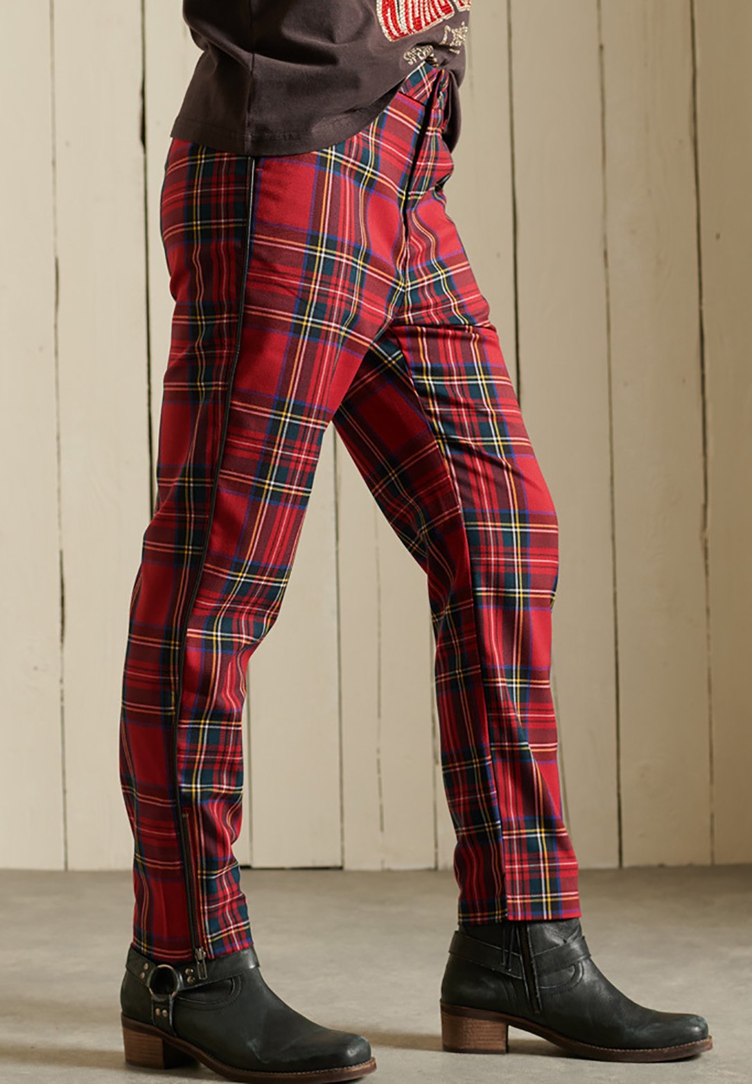 Superdry CHECK CIGARETTE PANTS - Chinos 