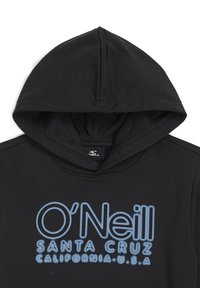 Haut à capuche noir avec un grand logo sur le devant portant "O'Neill Santa Cruz Californie U.S.A" en lettres bleues contournées.