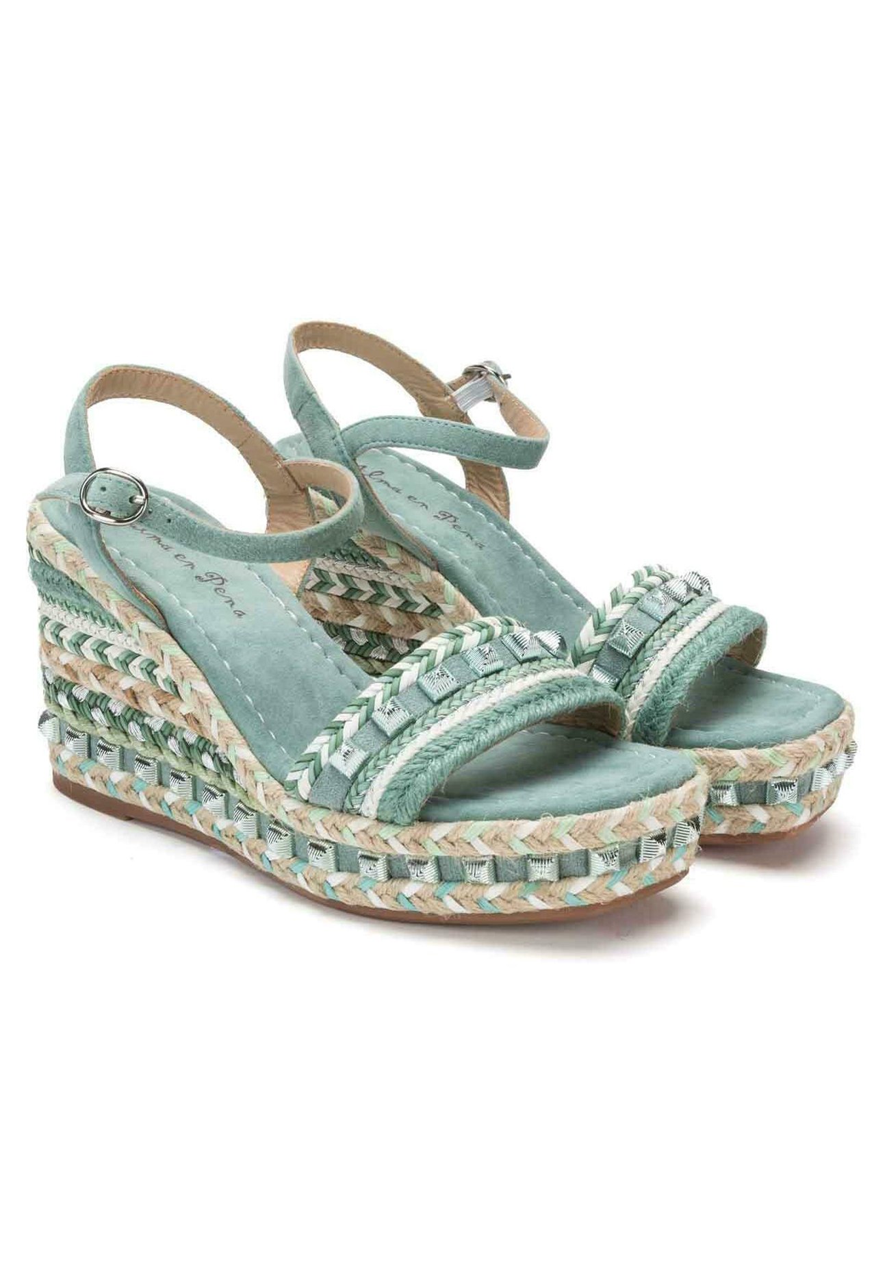 Alma en Pena Sandalias de cuña - verde/turquesa - Zalando.es