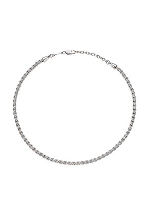 Sølvkæde med et delikat vævet design, glat tekstur og en sikker lås. Velegnet til forskellige lejligheder.