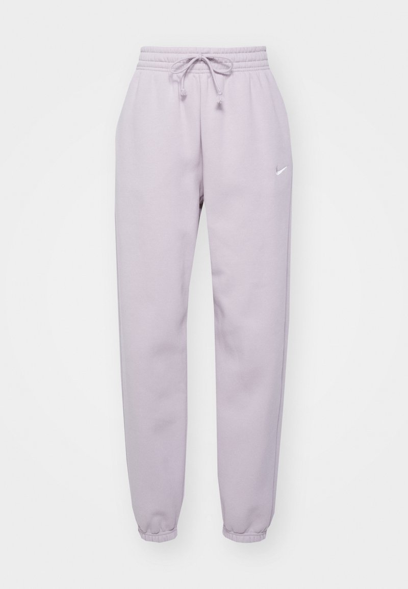 Hellviolette Jogginghosen aus weichem Material. Enthält einen elastischen Bund mit verstellbarem Kordelzug und ein unauffälliges weißes Logo auf der Vorderseite.