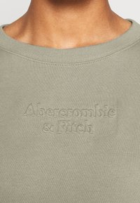 Felpa verde chiaro con collo a giro, con logo "Abercrombie & Fitch" in rilievo al centro. Tessuto morbido e strutturato.