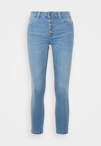 JDY Petite JDYNEWNIKKI LIFE BUTTON - Calças de ganga de corte skinny - light blue denim