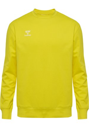 Geel sweatshirt van een katoenmix, met een ronde hals, lange mouwen en een klein wit logo op de borst.