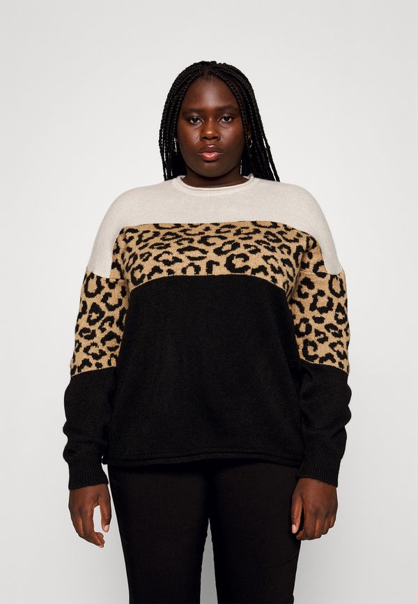 CARJADE ANIMAL LS O-NECK - Strickpullover - beige