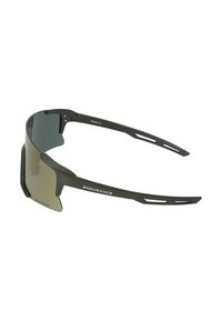 Lunettes de sport avec verres teintés enveloppants et monture légère noire avec l’inscription « Endurance » sur la branche.