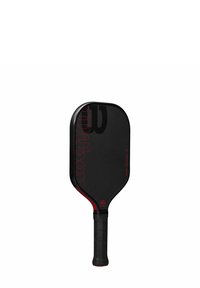Zwarte Wilson pickleball racket met rode accenten en grip, met het Wilson-logo en tekst op de voorkant.
