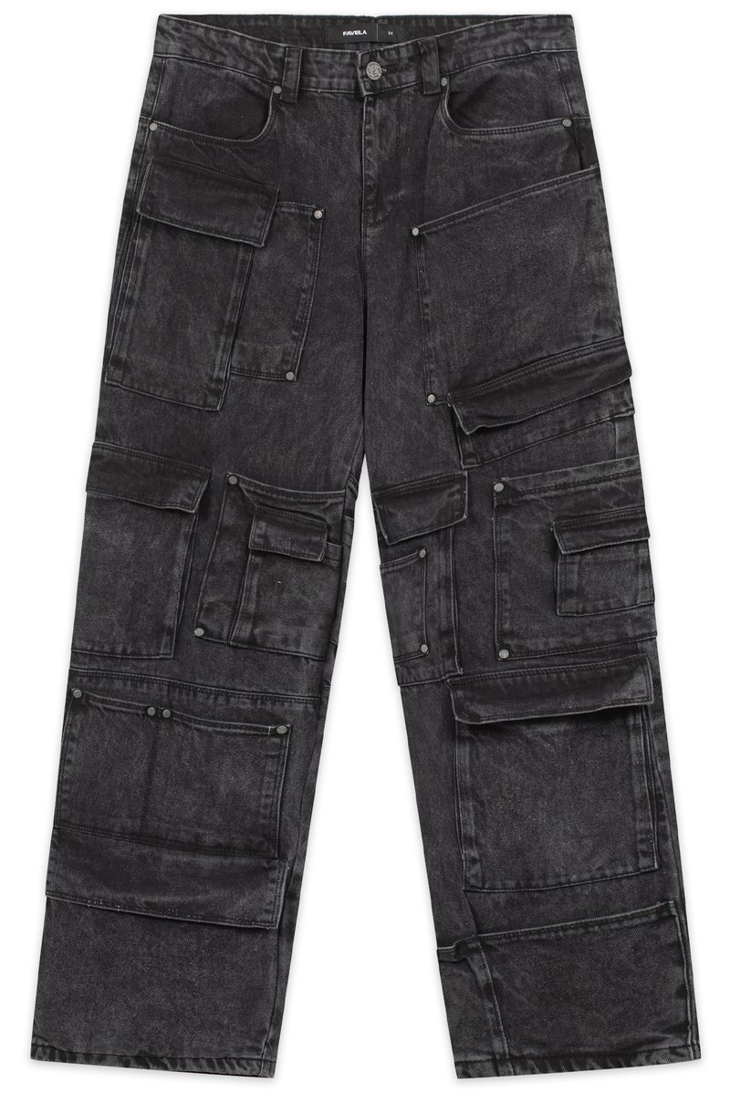 FAVELA Jeans baggy nero