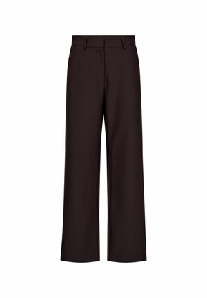 Czarne spodnie o szerokich nogawkach z szlufkami na pasek i przednim zamkiem błyskawicznym, prezentowane na białym tle.