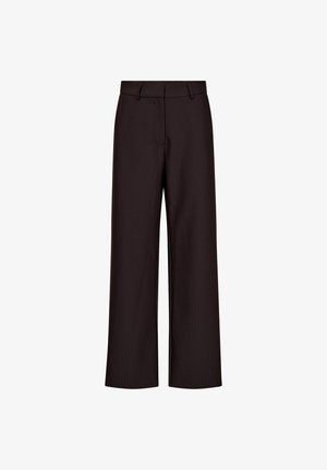 Pantaloni negri cu croială largă, cu găici pentru curea și fermoar frontal, expuși pe un fundal alb.