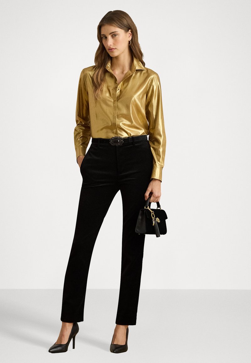 Lauren Ralph Lauren KRISTY CLASSIC FIT METALLIC SHIRT - Button-down blouse  - gold-coloured - Zalando.ie