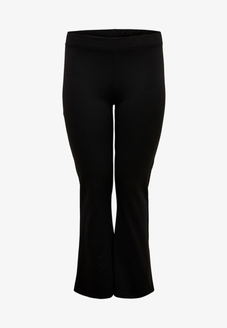 Leggings negre elastice cu croială evazată și talie elastică. Textură netedă, design cu talie medie, potrivite pentru îmbrăcăminte casuală sau sportivă.
