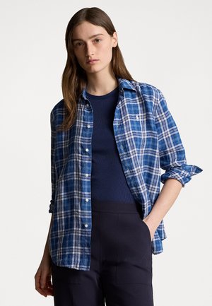 RELAXED FIT LINEN SHIRT - Hemdbluse - blue/navy white