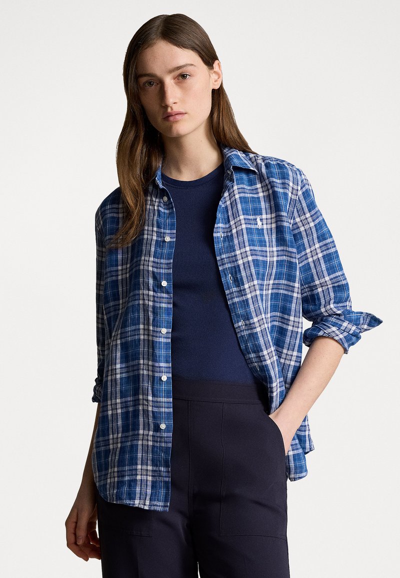 Polo Ralph Lauren RELAXED FIT LINEN SHIRT - Blusa - blue/navy white