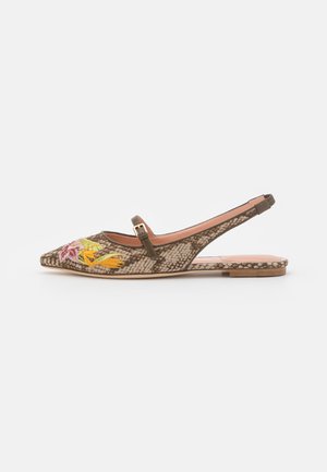 EMBROIDERY ON PRINTED - Balerny s otevenou patou - brown