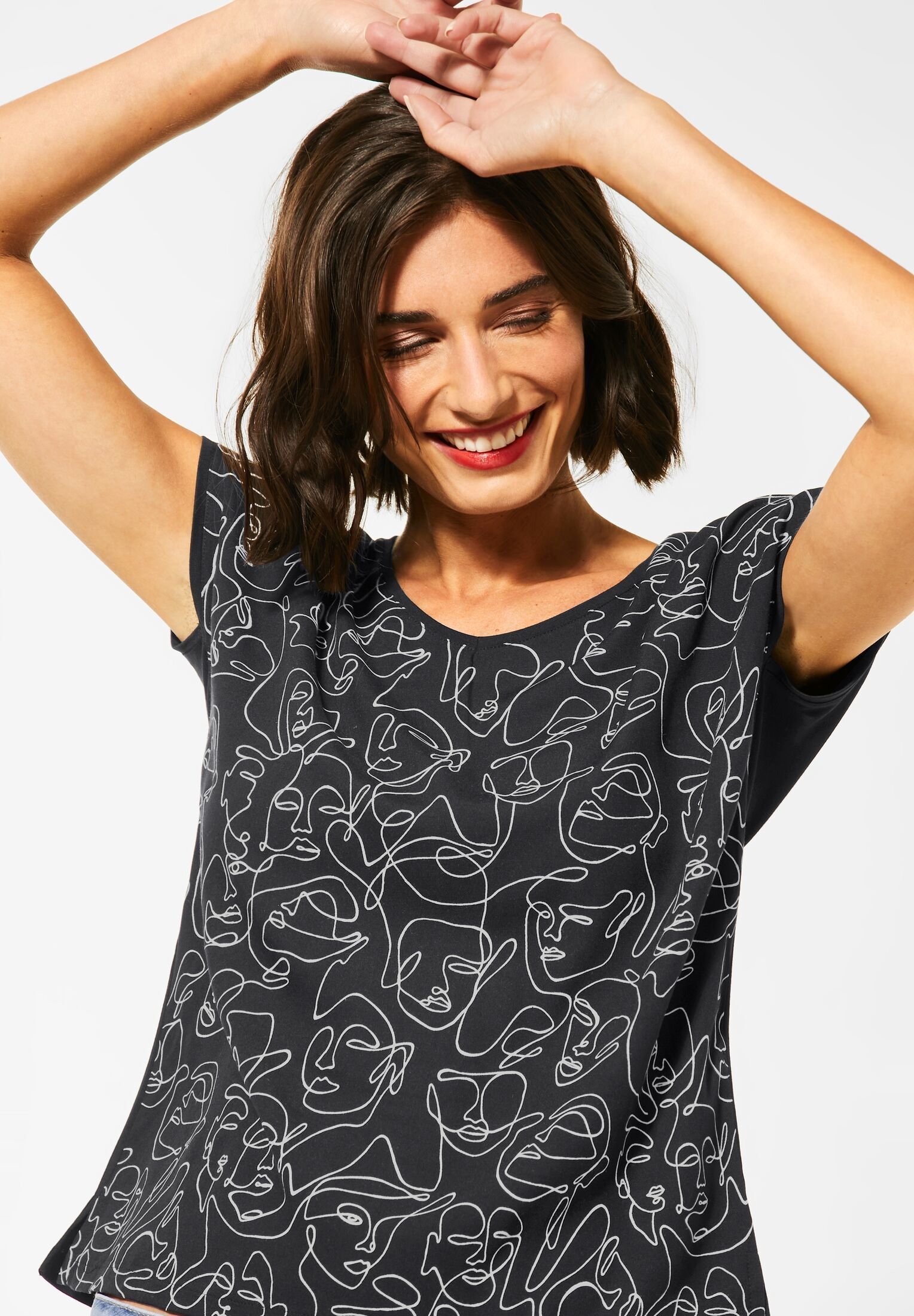 Street One MIT LINE ART T shirt print schwarz Zalando.nl Street One Trui black Zalando.nl
