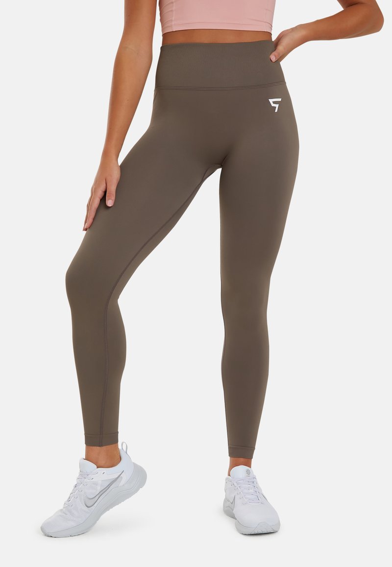 SQUATPROOF SHARP HIGH WAISTED SEAMLESS SCRUNCH - Leggingsit - ash brown