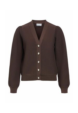Object, CARDIGAN RIBBED PUFF - Cardigan - seal brown