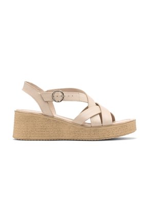 Sandalen met sleehak - beige