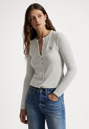 STRETCH COTTON CREWNECK CARDIGAN  - Gilet - andover heather