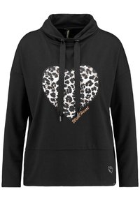 Felpa nera con un design a forma di cuore leopardato, dotata di lacci, vestibilità rilassata e accento ricamato "WildHeart".