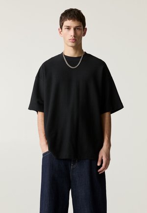 TEXTURED SHORT SLEEVE - Osnovna majica kratkih rukava - black