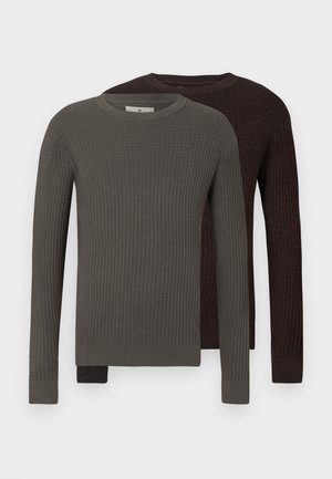 JPRBLUBARKLEY CREW NECK 2 PACK - Πουλόβερ - crocodile/chocolate brown