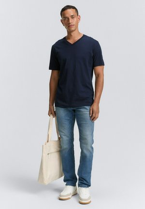 TOM TAILOR, DOUBLE PACK V-NECK TEE 2 PACK - T-Shirt basic - sky captain blue