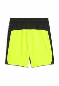 Shorts sportivi giallo neon con cintura nera e dettagli laterali. Realizzati in tessuto leggero e testurizzato per comfort e prestazioni.