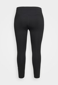 Svarta högmidjade sportleggings med tajt passform, synlig sömnad och ankellång skärning, visad mot en vit bakgrund.