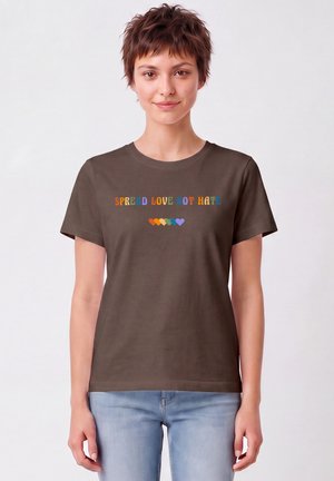 watapparel, SPREAD LOVE NOT HATE - T-shirt imprimé - mocha