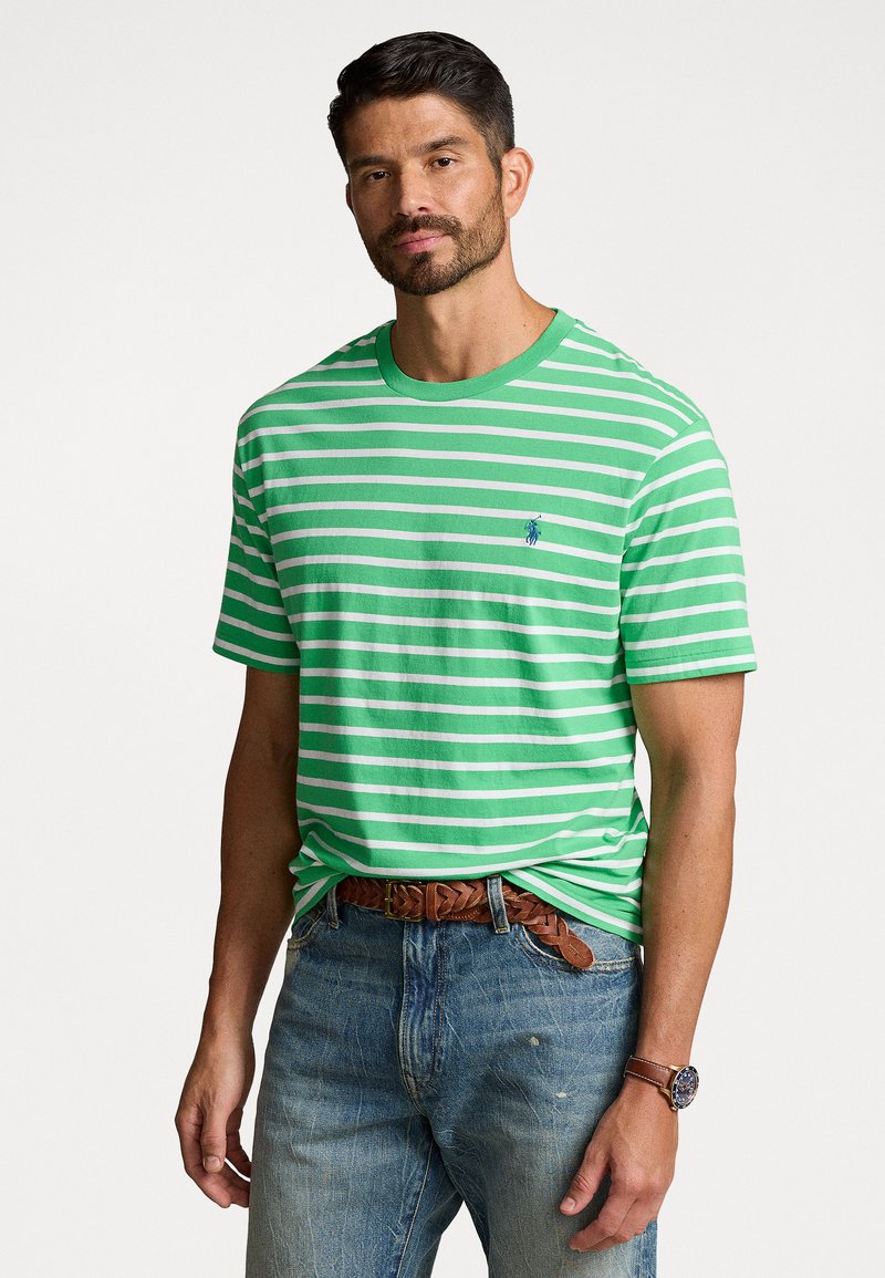 Polo Ralph Lauren Big & Tall STRIPED JERSEY CREWNECK T-SHIRT - Marškinėliai su spaudiniu - classic kelly/white