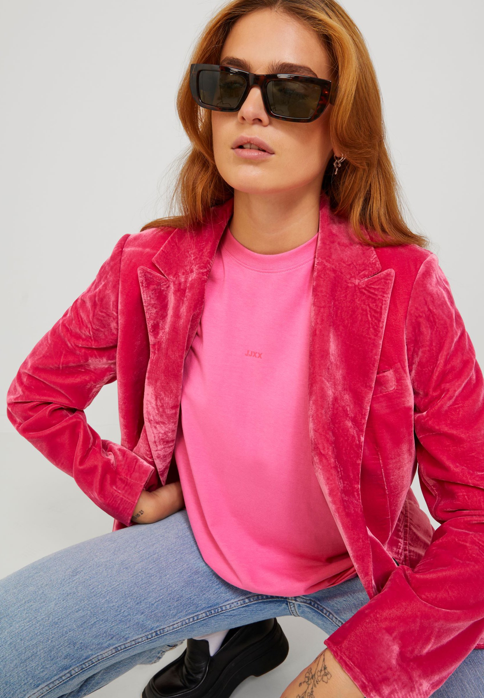Cotone Biologico Donna JACK & JONES Femme Jxandrea Loose SS Every Logo Tee Noos T-shirt, Formal Garden/Imprimé Maglietta Loose Fit Cotone Bio