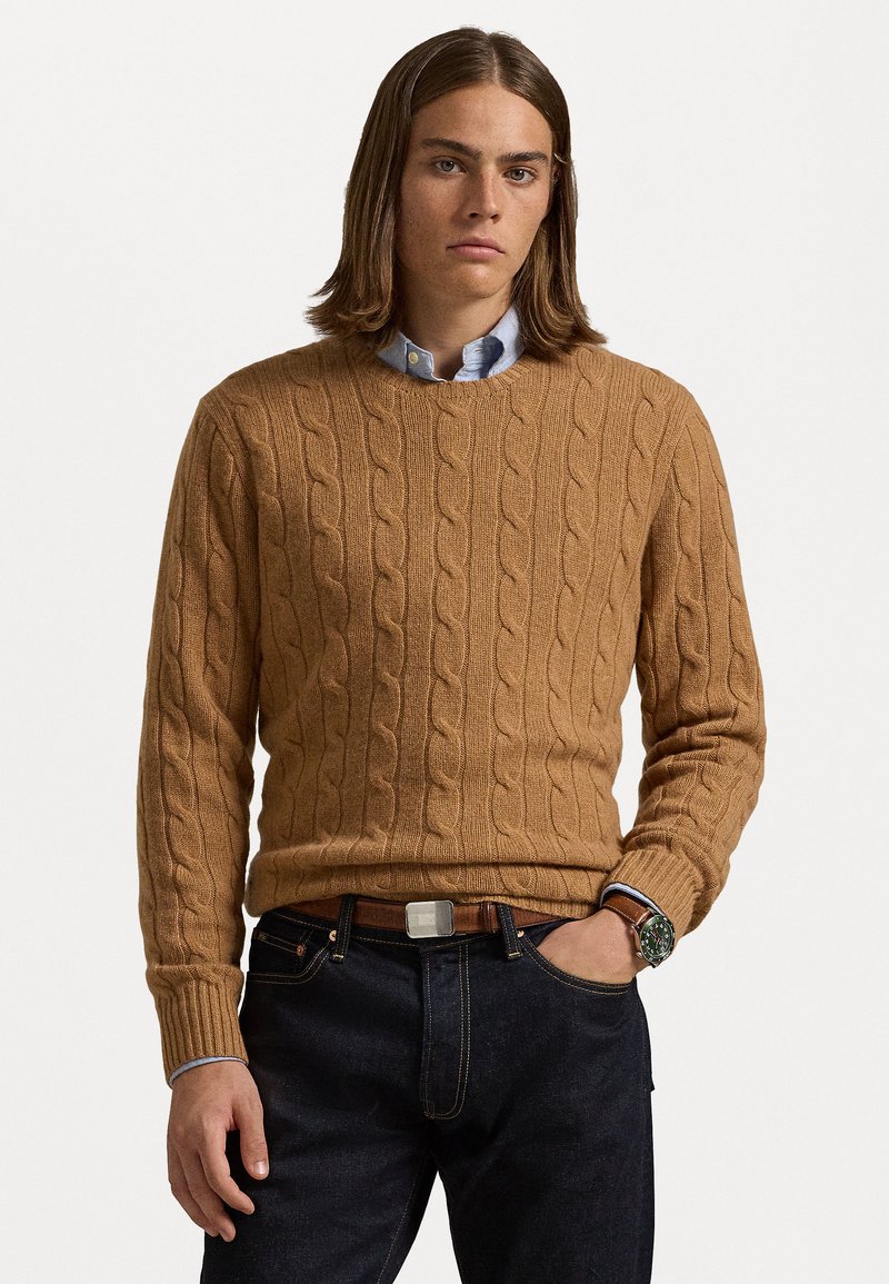 Polo Ralph Lauren THE ICONIC CABLE KNIT CASHMERE JUMPER UNISEX - Pulover - brown sugar melange
