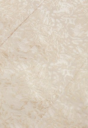 Tâmplă jacquard de culoare crem, cu motive florale și de frunze subtile și cusături diagonale vizibile.