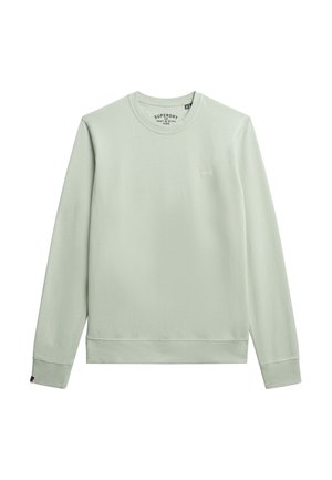 Light green sweatshirt made from soft fabric, featuring a crew neck, long sleeves, and a small logo on the chest. Ribbed cuffs and hem.