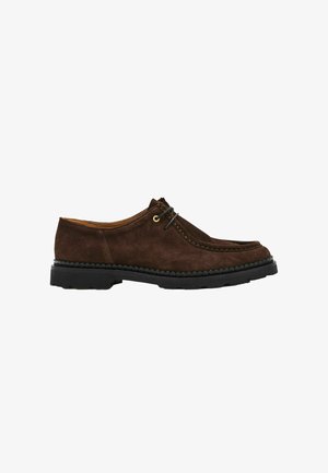 Reiss, HATTON SUEDE LACE-UP MOCCASIN SHOES - Casual lace-ups - brown