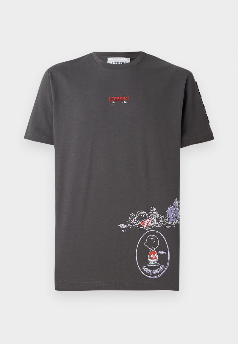 Iceberg T-shirt print donkergrijs gemêleerd