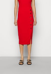 WAL G. TORTOISE BUTTON SKIRT - Saia lápis - red
